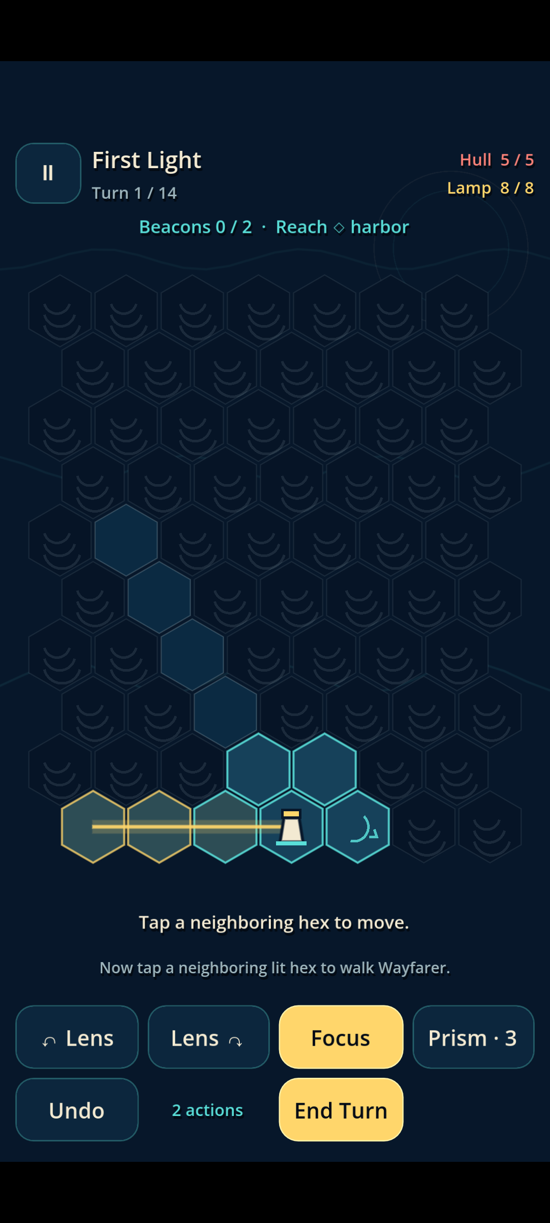 Wayfarer illuminating hexagonal sea tiles